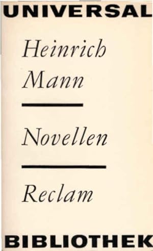 Bild des Verkufers fr Novellen. Heinrich Mann. [Hrsg. von Manfred Hahn] / Reclams Universal-Bibliothek ; 37 zum Verkauf von Schrmann und Kiewning GbR