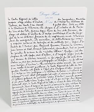 Revue Dragée Haute n°44 "Stage de l'OuLiPo au Château de Castries du 3 au 8 juillet 2000