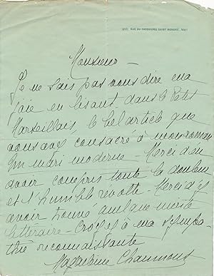 Magdeleine CHAUMONT lettre autographe signée