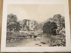 South-East View of Bolton Abbey - original tinted lithograph