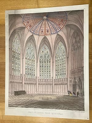 Chapter House, York Cathedral - large coloured Lithograph