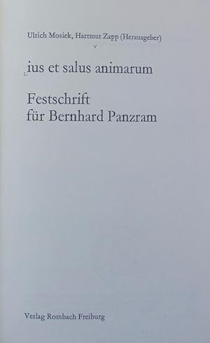 Bild des Verkufers fr Ius et salus animarum : Festschrift fr Bernhard Panzram. Sammlung Rombach ; N.F., 15. zum Verkauf von Antiquariat Bookfarm