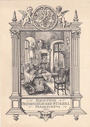 Bild des Verkufers fr Bibliothek Heinrich Eduard Stiebel Frankfurt A/M 1894. Studierstube in Renaissance-Rahmung. zum Verkauf von Antiquariat  Braun
