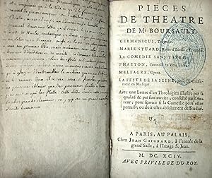 Image du vendeur pour Lettre d'un thologien, illustre par sa qualit & par son mrite, consult par l'auteur pour savoir si la comdie peut estre permise, ou doit estre absolument defendu. mis en vente par Librairie des Colporteurs - Manuscrit