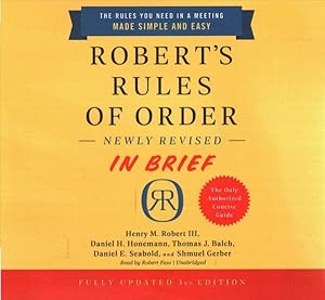 Bild des Verkufers fr Robert?s Rules of Order Newly Revised in Brief, : Library Edition zum Verkauf von GreatBookPrices