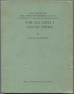 Immagine del venditore per For All That I Found There venduto da Between the Covers-Rare Books, Inc. ABAA