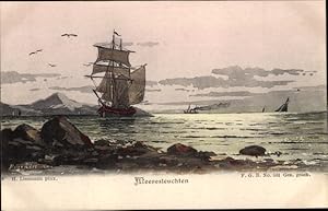 Bild des Verkufers fr Knstler Ansichtskarte / Postkarte Lissmann, H., Meeresleuchten, Segelschiff auf dem Meer zum Verkauf von akpool GmbH