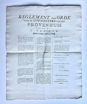 [Rare printed publication Alkmaar, 1805] Reglement van Orde voor de inwoonsters van het Provenhui...