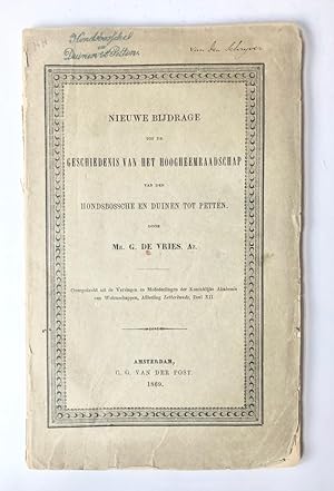 [Antique book, water management, Noord-Holland] Nieuwe bijdrage tot de geschiedenis van het Hoogh...