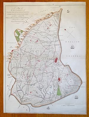 Antique Map HUNDREDS OF WORTH NEWCHURCH Lydd Romney Dymchurch, Kent, Hasted 1799