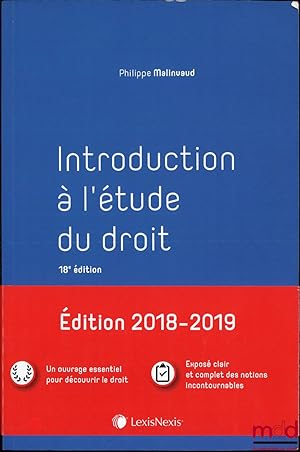 Image du vendeur pour INTRODUCTION  L TUDE DU DROIT, 18ed., coll. Manuel mis en vente par La Memoire du Droit