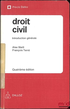Bild des Verkufers fr DROIT CIVIL Introduction gnrale, coll. Prcis Dalloz, 4ed. zum Verkauf von La Memoire du Droit