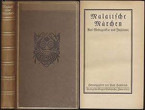 Imagen del vendedor de Malaiische Mrchen. Aus Madagaskar und Insulinde. Herausgegeben von Paul Hambruch. [Halblederband]. a la venta por Antiquariat Lenzen