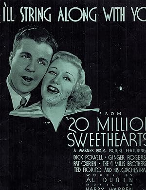 Seller image for (You May Not Be An Angel, But) I'll String Along With You - Dick Powell and Ginger Rogers Cover Vintage Sheet Music for sale by ! Turtle Creek Books  !