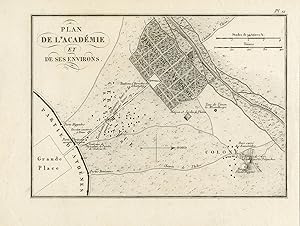 Antique Map-Plan of the academy in Athens in Ancient Greece-Barthélemy-ca. 1820