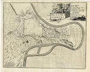 Antique Map-Plan de la Ville de Limbourg in Belgium-Christijn-Harrewijn-1697