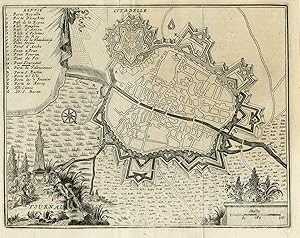 Antique Map-The city of Tournay in Belgium-Christijn-Harrewijn-1697