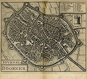 Antique Map-The city of Tournay in Belgium-Guiccardini-van Meurs-1660