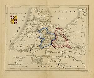 Antique Map-Coat of arms-Province of Utrecht in 1855-Netherlands-Veelwaard-1855