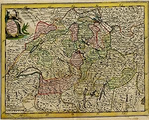 Antique Map-Kantons of Wallis Bern Zurich and Geneva in Switzerland-ca. 1720