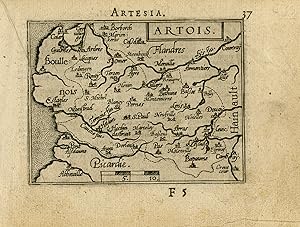 Antique Map-The city of Artois in France-Artesia-Ortelius-1595