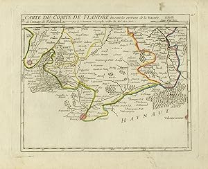 Antique Map-The province of Flanders in Belgium-Saint Amand-Douay-Vaugondy-1748