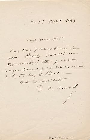 Joseph Serret lettre autographe signée