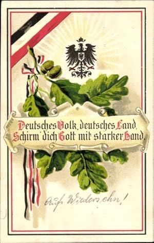 Bild des Verkufers fr Ansichtskarte / Postkarte Deutsches Volk, deutsche Land, Schirm dich Gott mit starker Hand, Eichenlaub zum Verkauf von akpool GmbH