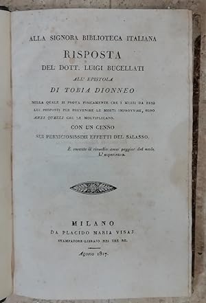 Alla signora Biblioteca Italiana risposta.all'Epistola di Tobia Dionneo nella quale si prova fisi...