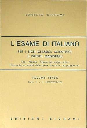 Bild des Verkufers fr L'esame di italiano volume terzo parte II zum Verkauf von Librodifaccia