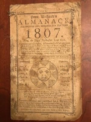 Seller image for Poor Richard's Franklin Almanac, Calculated and Improved for the Year 1807 for sale by Jim Crotts Rare Books, LLC