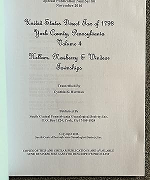 Image du vendeur pour United States Direct Tax of 1798 : York County, Pennsylvania Volume 4 mis en vente par DogStar Books