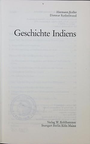 Bild des Verkufers fr Geschichte Indiens. zum Verkauf von Antiquariat Bookfarm