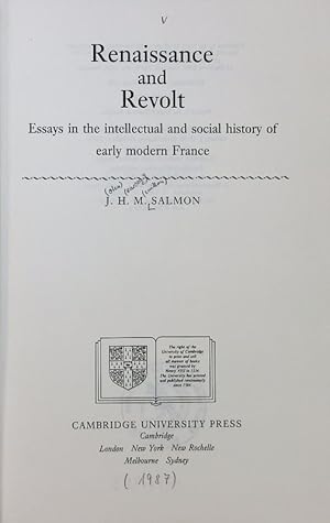 Bild des Verkufers fr Renaissance and revolt : essays in the intellectual and social history of early modern France. Cambridge studies in early modern history. zum Verkauf von Antiquariat Bookfarm