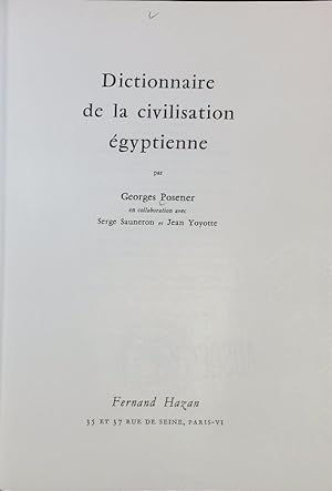 Bild des Verkufers fr Dictionnaire de la civilisation gyptienne. zum Verkauf von Antiquariat Bookfarm