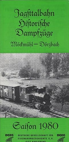 Bild des Verkufers fr Jagsttalbahn historische Dampfzge. Mckmhl - Drzbach. Saisaon 1980 (Faltprospekt) zum Verkauf von Schrmann und Kiewning GbR