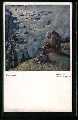 Bild des Verkufers fr Knstler-Ansichtskarte Thomas Riss: Bergfrieden zum Verkauf von Bartko-Reher