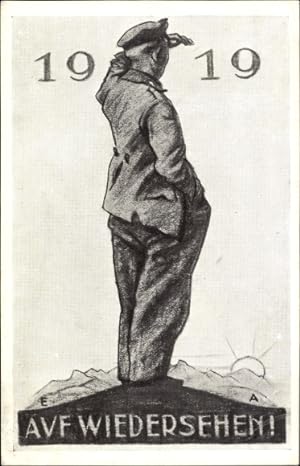 Ansichtskarte / Postkarte Auf Wiedersehen, 1919, Mann schaut in die Ferne