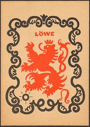 Löwe. Zweifarbige Künstler-Postkarte.