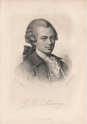 Gotthold Ephraim Lessing. Stahlstich-Porträt mit faksimilierter Signatur.