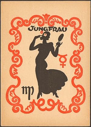 Jungfrau. Zweifarbige Künstler-Postkarte.