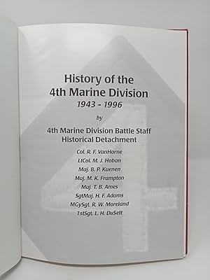 Immagine del venditore per History of the 4th Marine Division, 1943-1996. venduto da ROBIN SUMMERS BOOKS LTD