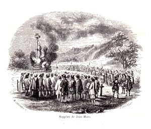 Bild des Verk�ufers f�r B�hmischer Reformator. Supplice de Jean Huss. Holzstich aus einem illustrierten Buch, R�ckseite mit Text. zum Verkauf von Antiquariat Heinz Tessin