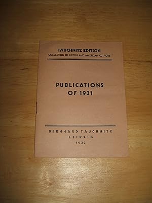 Catalog of Publications of 1931 Collection of British and American Authors