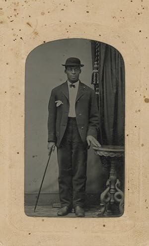 Portrait of a Young African-American Man With a Hat and Cane, 1860s - 1870s