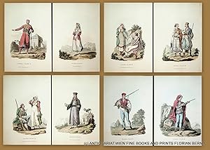 SOUTH EASTERN EUROPE 8 sheets of costume illustrations / Südosteuropa, Montenegro, Adeliger, Adli...