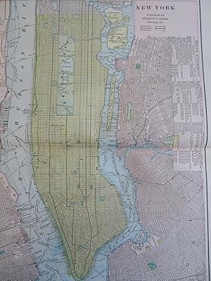 New York City plan Manhattan Central Park Brooklyn Hoboken 1902 Cram large map