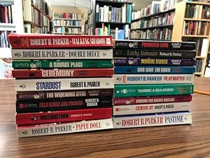 Immagine del venditore per 18 Robert B. Parker Novels: Ceremony / A Savage Place / Double Deuce / Walking Shadow / Promised Land / Paper Doll / Valediction / Pale Kings and Princes / The Widening Gyre / Stardust / Early Autumn / Pastime / Crimson Joy / Looking for Rachel Wallace / Taming a Sea Horse / Playmates / God Save the Child / Mortal Stakes venduto da The Bookseller