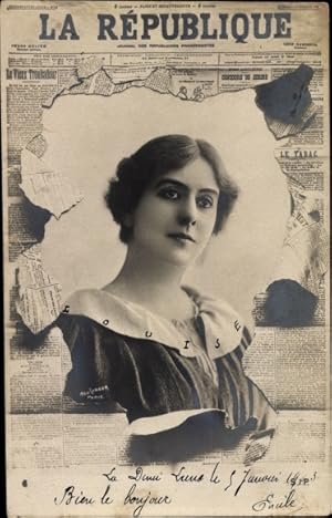 Zeitungs Ansichtskarte / Postkarte La Republique, Portrait einer Frau