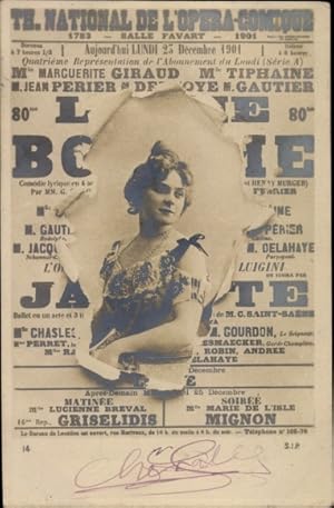 Zeitungs Ansichtskarte / Postkarte Th. National de l'Opera-Comique, Portrait einer Frau
